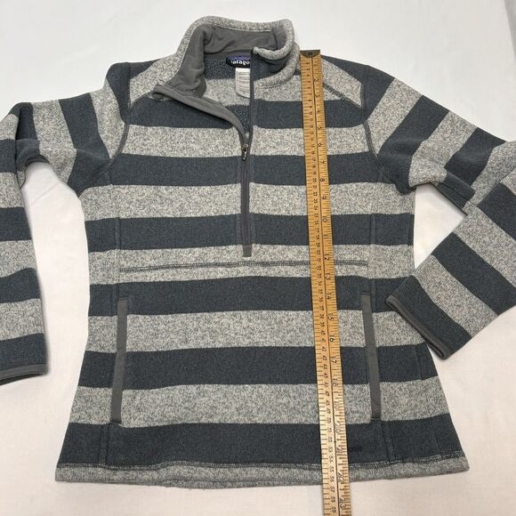 Patagonia Better Sweater Womens SMALL 1/2 Zip Gray Stripe Fleece Pullover - Picture 5 of 9